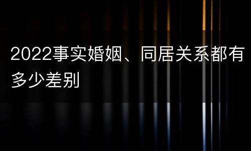 2022事实婚姻、同居关系都有多少差别