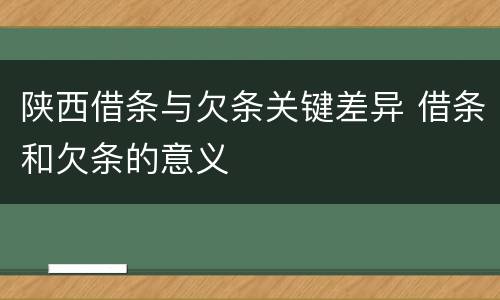 陕西借条与欠条关键差异 借条和欠条的意义