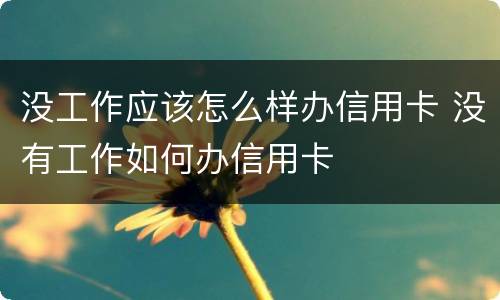 没工作应该怎么样办信用卡 没有工作如何办信用卡