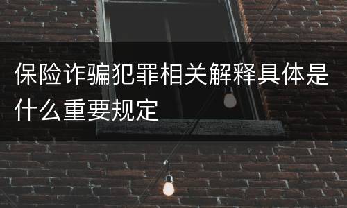 保险诈骗犯罪相关解释具体是什么重要规定
