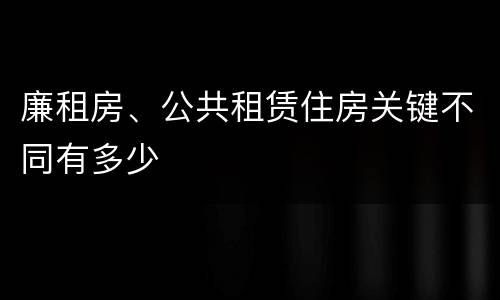 廉租房、公共租赁住房关键不同有多少