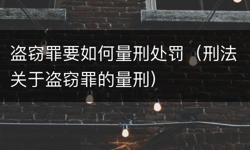 盗窃罪要如何量刑处罚（刑法关于盗窃罪的量刑）