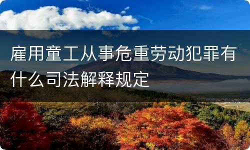 雇用童工从事危重劳动犯罪有什么司法解释规定