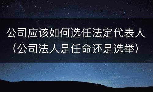 公司应该如何选任法定代表人(公司法人是任命还是选举)