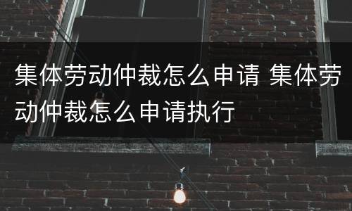 集体劳动仲裁怎么申请 集体劳动仲裁怎么申请执行