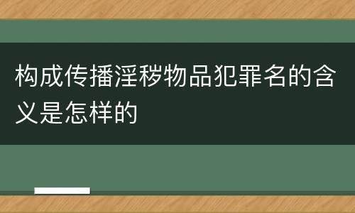 构成传播淫秽物品犯罪名的含义是怎样的