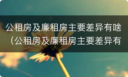 公租房及廉租房主要差异有啥（公租房及廉租房主要差异有啥问题）