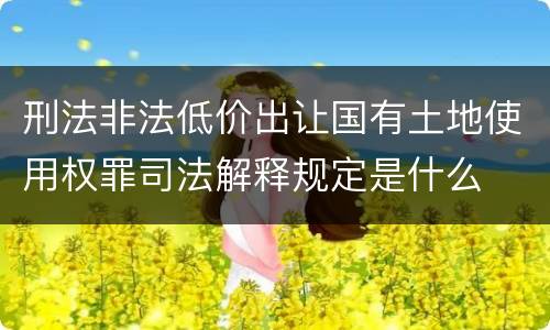 刑法非法低价出让国有土地使用权罪司法解释规定是什么