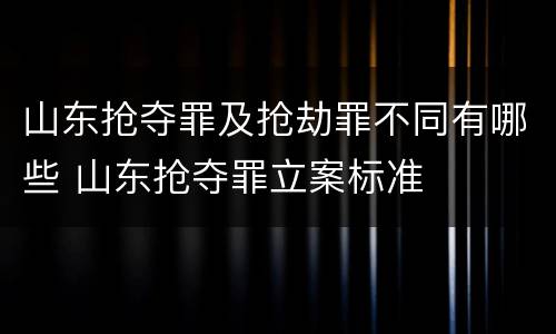 山东抢夺罪及抢劫罪不同有哪些 山东抢夺罪立案标准