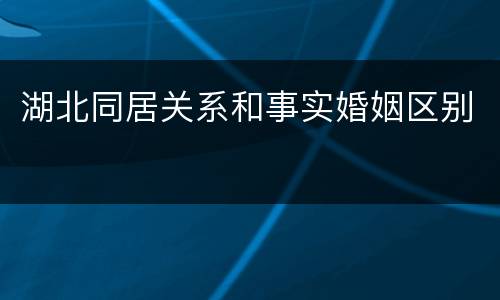 湖北同居关系和事实婚姻区别