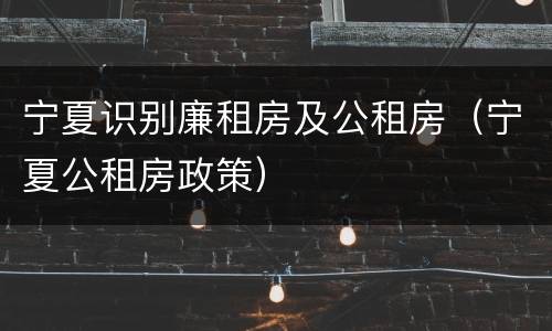 宁夏识别廉租房及公租房（宁夏公租房政策）