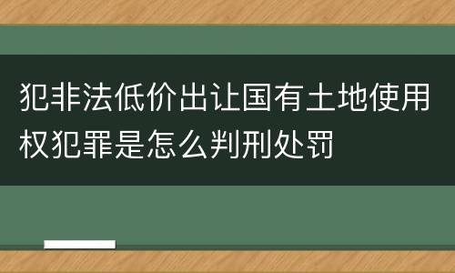 犯非法低价出让国有土地使用权犯罪是怎么判刑处罚