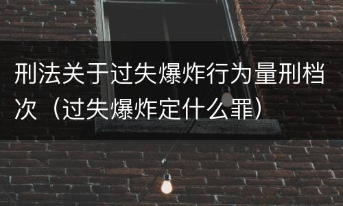 刑法关于过失爆炸行为量刑档次（过失爆炸定什么罪）