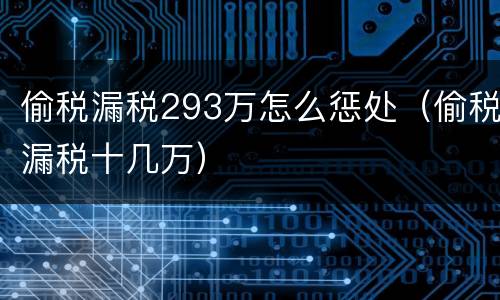 偷税漏税293万怎么惩处（偷税漏税十几万）