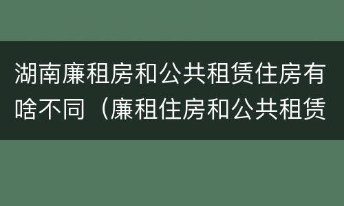 湖南廉租房和公共租赁住房有啥不同（廉租住房和公共租赁住房的区别）
