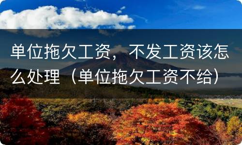 单位拖欠工资，不发工资该怎么处理（单位拖欠工资不给）