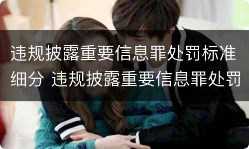 违规披露重要信息罪处罚标准细分 违规披露重要信息罪处罚标准细分依据