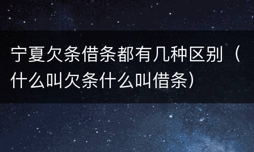 宁夏欠条借条都有几种区别（什么叫欠条什么叫借条）