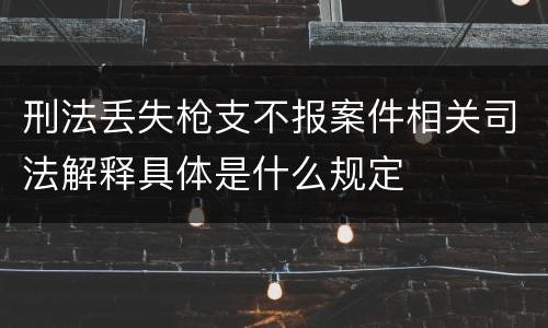 刑法丢失枪支不报案件相关司法解释具体是什么规定
