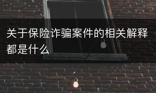 关于保险诈骗案件的相关解释都是什么
