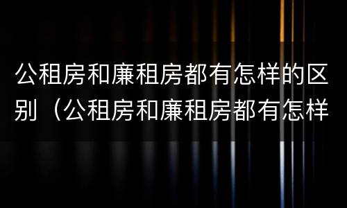 公租房和廉租房都有怎样的区别（公租房和廉租房都有怎样的区别呢）