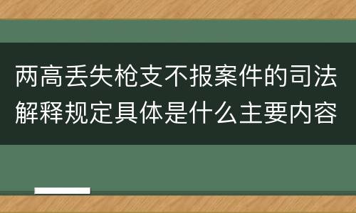 两高丢失枪支不报案件的司法解释规定具体是什么主要内容