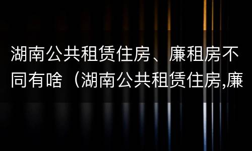 湖南公共租赁住房、廉租房不同有啥（湖南公共租赁住房,廉租房不同有啥区别）