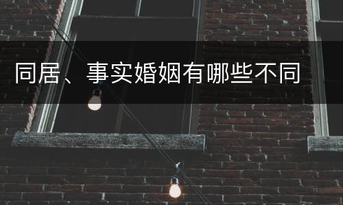 同居、事实婚姻有哪些不同