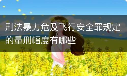 刑法暴力危及飞行安全罪规定的量刑幅度有哪些