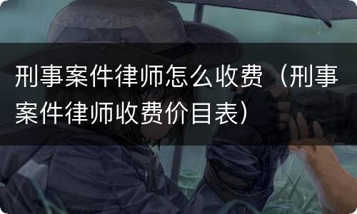 刑事案件律师怎么收费（刑事案件律师收费价目表）