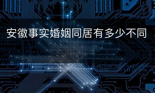 安徽事实婚姻同居有多少不同