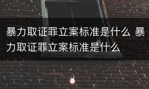 暴力取证罪立案标准是什么 暴力取证罪立案标准是什么