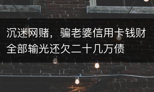 沉迷网赌，骗老婆信用卡钱财全部输光还欠二十几万债