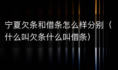 宁夏欠条和借条怎么样分别（什么叫欠条什么叫借条）