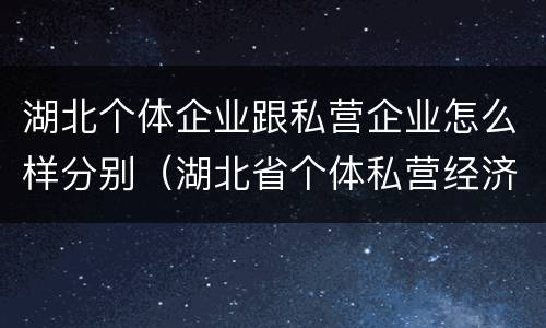 湖北个体企业跟私营企业怎么样分别（湖北省个体私营经济网）