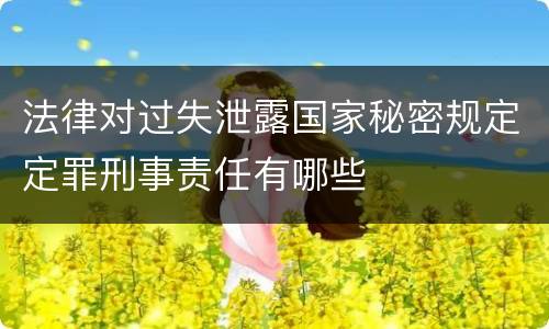 法律对过失泄露国家秘密规定定罪刑事责任有哪些