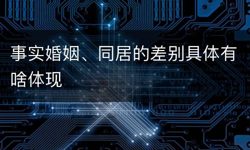 事实婚姻、同居的差别具体有啥体现