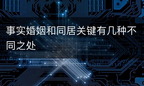 事实婚姻和同居关键有几种不同之处