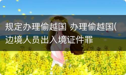 规定办理偷越国 办理偷越国(边境人员出入境证件罪