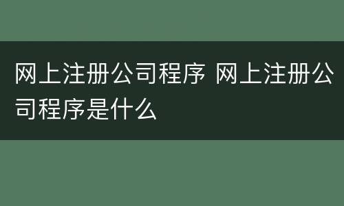 网上注册公司程序 网上注册公司程序是什么