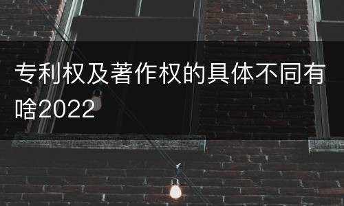 专利权及著作权的具体不同有啥2022