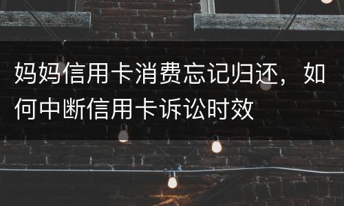 妈妈信用卡消费忘记归还，如何中断信用卡诉讼时效