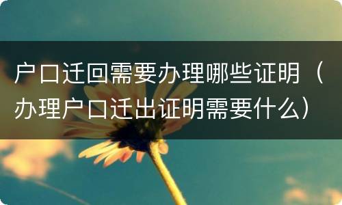 户口迁回需要办理哪些证明（办理户口迁出证明需要什么）