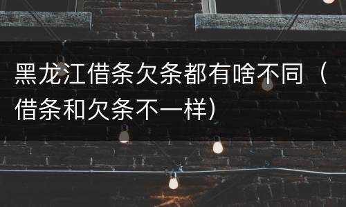 黑龙江借条欠条都有啥不同（借条和欠条不一样）