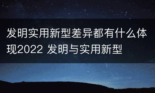 发明实用新型差异都有什么体现2022 发明与实用新型