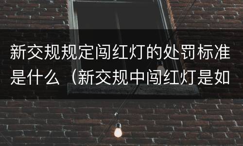 新交规规定闯红灯的处罚标准是什么（新交规中闯红灯是如何规定的?）