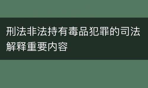 刑法非法持有毒品犯罪的司法解释重要内容