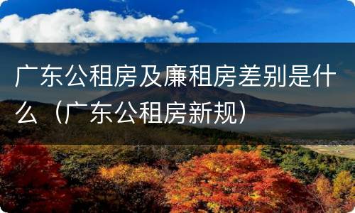 广东公租房及廉租房差别是什么（广东公租房新规）