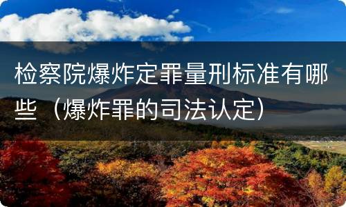 检察院爆炸定罪量刑标准有哪些（爆炸罪的司法认定）