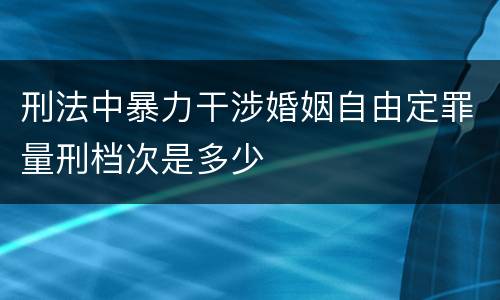 刑法中暴力干涉婚姻自由定罪量刑档次是多少